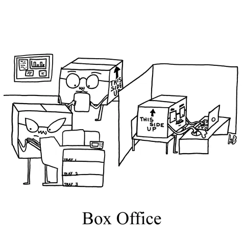 Some cardboard boxes work in an office. 