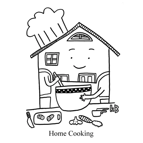 A home cooks a delicious meal. 