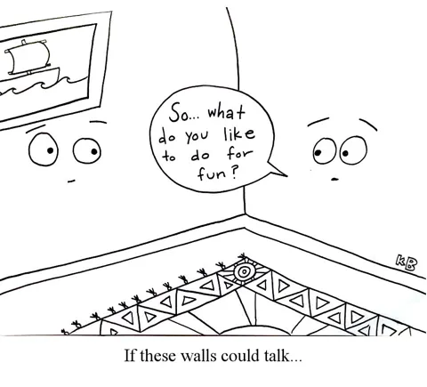 We see two walls having a conversation, but it's incredibly boring.