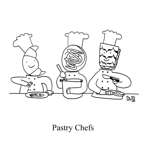 Three pastries - a croissant, a cinnamon bun, and a mille feuille--bake some delicious food! 